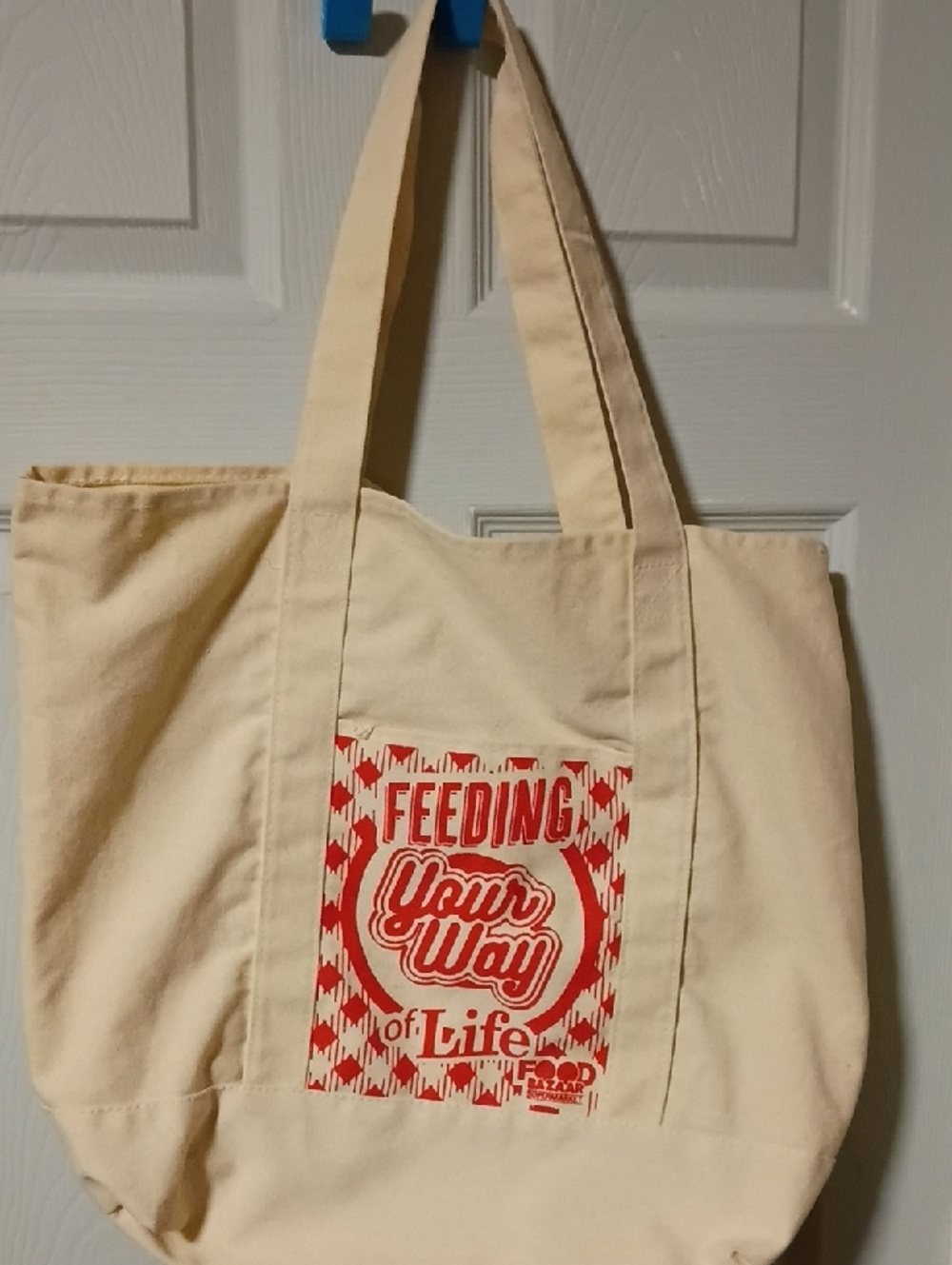 Canvas Tote Bag with Red Graphic